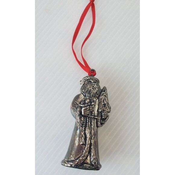 Macys Home for the Holidays Old World Silverplate Santa Christmas Ornament VTG - Picture 7 of 9